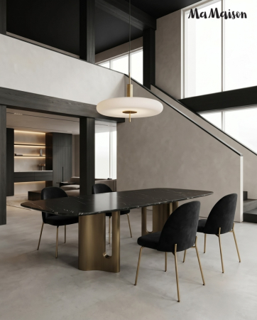 Masă de Dining Essenza 240x120x75,5 cm, Negru Auriu - MaMaison [5]
