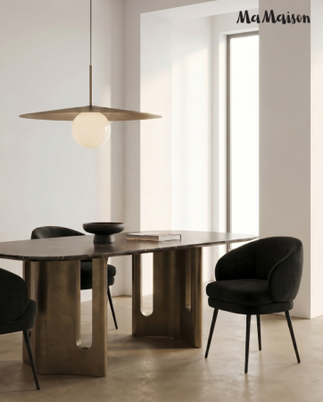 Masă de Dining Essenza 240x120x75,5 cm, Negru Auriu - MaMaison [6]