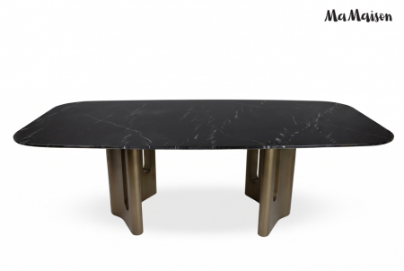 Masă de Dining Essenza 240x120x75,5 cm, Negru Auriu - MaMaison [1]