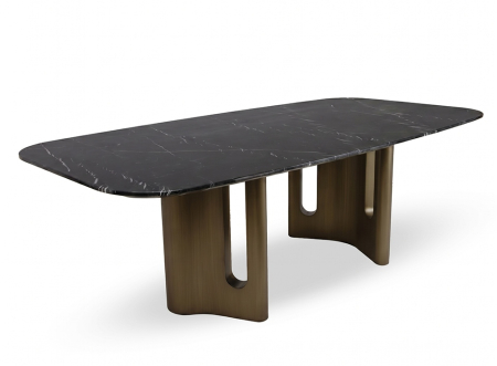 Produse - Masă de Dining Essenza 240x120x75,5 cm, Negru Auriu - MaMaison