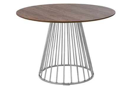 Produse - Masă de Dining Glam Walnut 110x110x75 cm, Nuanță de Nuc Cromat - King Home