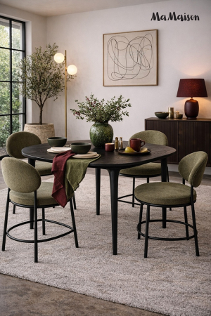 Masă de Dining Laminar 120x120x76 cm, Lemn Mango Negru - MaMaison [3]