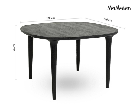 Masă de Dining Laminar 120x120x76 cm, Lemn Mango Negru - MaMaison [6]