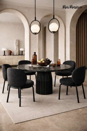 Masă de Dining Levante 120x120x78 cm, Negru Marmură - MaMaison [4]