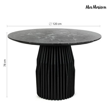 Masă de Dining Levante 120x120x78 cm, Negru Marmură - MaMaison [6]