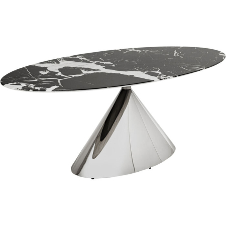 Masă de Dining Mambo Chrome, Marmură și MDF Lucios - Kare Design [4]