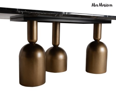 Masă de Dining Ringo 240x120x76 cm, Negru Auriu - MaMaison [3]