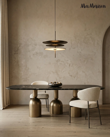 Masă de Dining Ringo 240x120x76 cm, Negru Auriu - MaMaison [5]