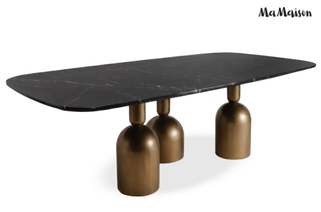 Masă de Dining Ringo 240x120x76 cm, Negru Auriu - MaMaison [1]