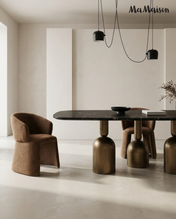 Masă de Dining Ringo 240x120x76 cm, Negru Auriu - MaMaison [7]