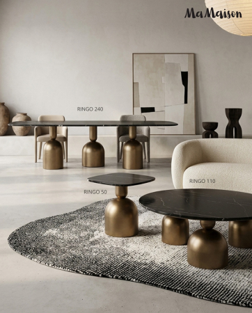 Masă de Dining Ringo 240x120x76 cm, Negru Auriu - MaMaison [8]