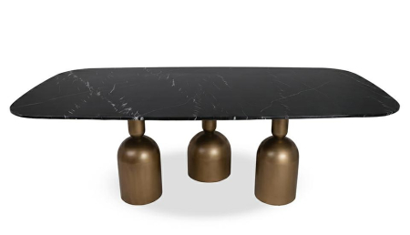 Produse - Masă de Dining Ringo 240x120x76 cm, Negru Auriu - MaMaison