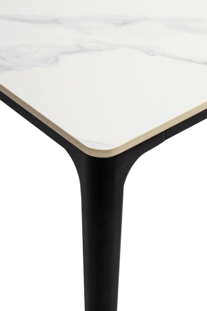 Masă de Dining Slim 140x80x73,5 cm, Marmură și Aluminiu Alb - King Home [2]