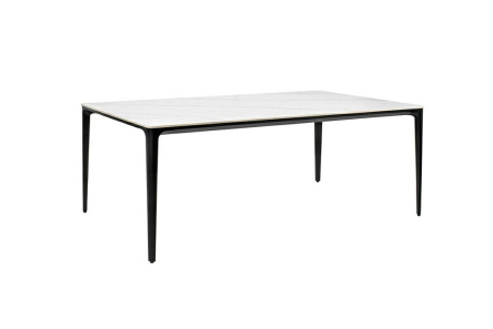 Produse - Masă de Dining Slim 180x90x73,5 cm, Marmură și Aluminiu Alb, Negru - King Home