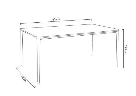 Masă de Dining Slim 180x90x73,5 cm, Marmură și Aluminiu Negru - King Home [6]