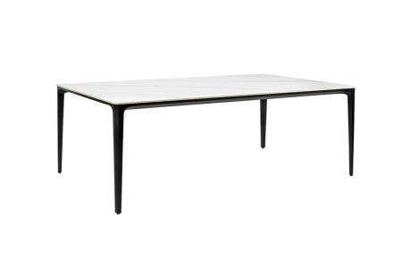 Produse - Masă de Dining Slim 200x100x73,5 cm, Marmură și Aluminiu Alb - King Home