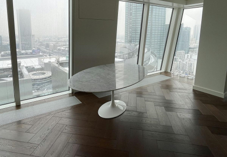 Masă de Dining Tulip Ellipse Marble 200x120x73 cm, Marmură și Metal Alb Lacuit la Înalt Luciu - King Home [16]