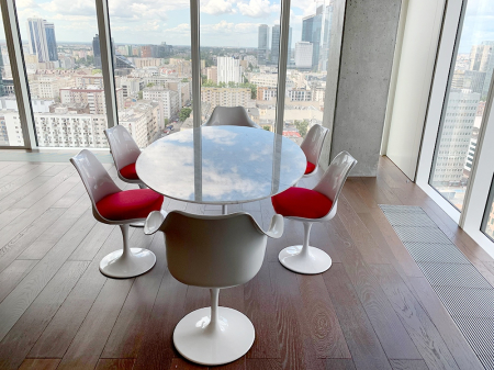 Masă de Dining Tulip Ellipse Marble 200x120x73 cm, Marmură și Metal Alb Lacuit la Înalt Luciu - King Home [14]