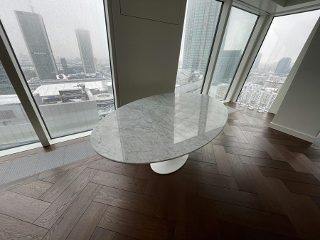 Masă de Dining Tulip Ellipse Marble 200x120x73 cm, Marmură și Metal Alb Lacuit la Înalt Luciu - King Home [17]