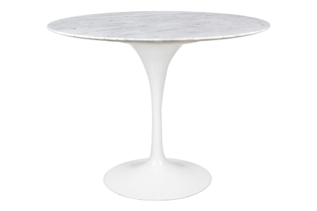 Produse - Masă de Dining Tulip Marble 100x100x74 cm, Marmură și Metal Alb Luciu Înalt - King Home
