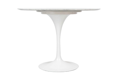 Masă de Dining Tulip Marble 100x100x74 cm, Marmură și Metal Alb Luciu Înalt - King Home [1]