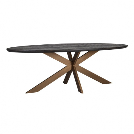 Curățenia de primăvară - Masă de sufragerie Blackbone alamă ovală 260 (Negru rustic), 7380 - Richmond Interiors