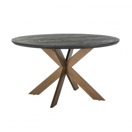 Produse - Masă de sufragerie Blackbone brass 140√ò (Negru rustic), 7381 - Richmond Interiors