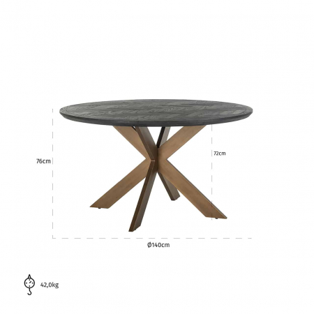 Masă de sufragerie Blackbone brass 140√ò (Negru rustic), 7381 - Richmond Interiors [2]