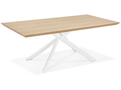 Masa design living Callum 200x100 cm, blat lemn natur, picioare albe metal, DT01210NAWH - Kokoon [3]