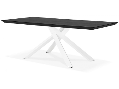 Masa design living Callum 200x100 cm, blat negru lemn, picioare albe metal, DT01200BLWH - Kokoon [3]