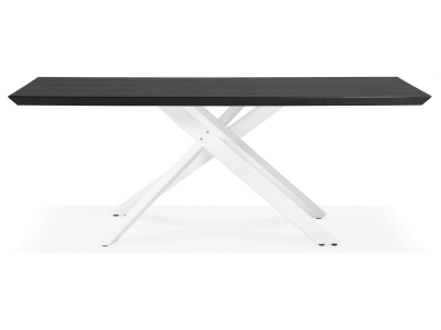 Masa design living Callum 200x100 cm, blat negru lemn, picioare albe metal, DT01200BLWH - Kokoon [2]