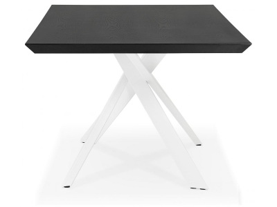 Masa design living Callum 200x100 cm, blat negru lemn, picioare albe metal, DT01200BLWH - Kokoon [1]