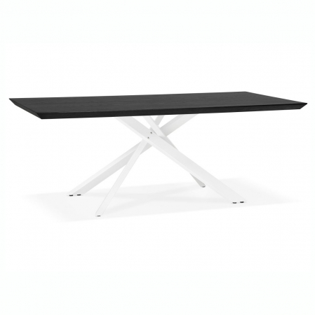 Mese living - Masa design living Callum 200x100 cm, blat negru lemn, picioare albe metal, DT01200BLWH - Kokoon