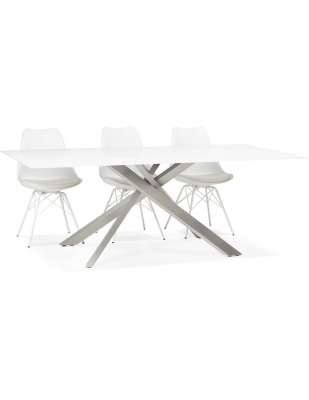 Masa design living Layton 200x100 cm, blat alb sticla, picioare metal, DT01300WHBS - Kokoon [7]