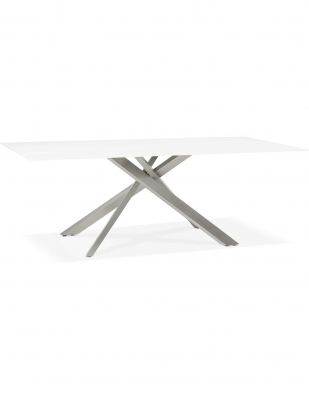 Masa design living Layton 200x100 cm, blat alb sticla, picioare metal, DT01300WHBS - Kokoon [4]