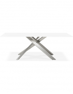 Masa design living Layton 200x100 cm, blat alb sticla, picioare metal, DT01300WHBS - Kokoon [1]