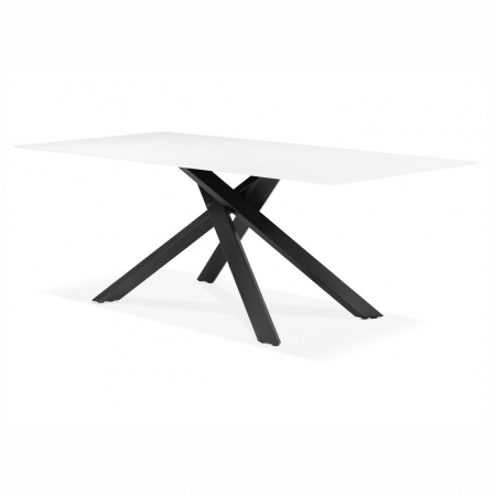 Mese living - Masa design living Layton 200x100 cm, blat alb sticla, picioare negre metal, DT01180WHBL - Kokoon