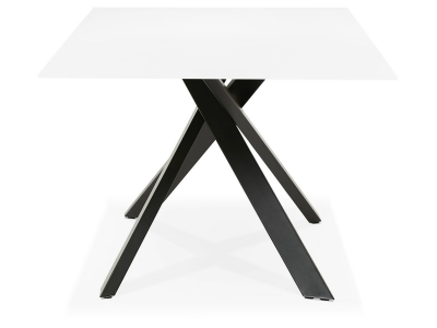 Masa design living Layton 200x100 cm, blat alb sticla, picioare negre metal, DT01180WHBL - Kokoon [1]