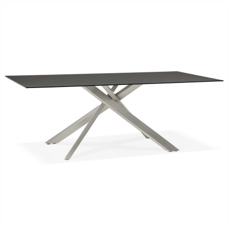 Mese living - Masa design living Layton 200x100 cm, blat negru sticla, picioare metal, DT01310BLBS - Kokoon