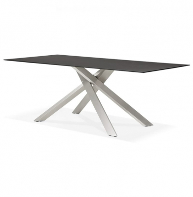 Masa design living Layton 200x100 cm, blat negru sticla, picioare metal, DT01310BLBS - Kokoon [3]