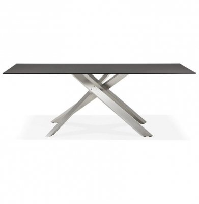 Masa design living Layton 200x100 cm, blat negru sticla, picioare metal, DT01310BLBS - Kokoon [1]