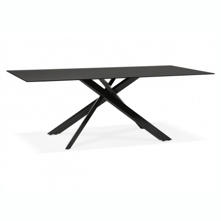 Mese living - Masa design living neagra Layton 200x100 cm, blat sticla, picioare metal, DT01190BLBL - Kokoon