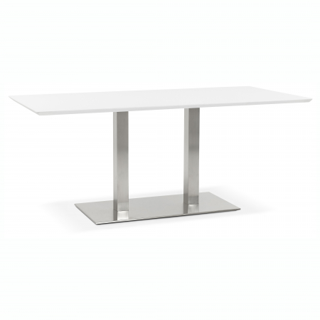 Mese de bucatarie - Masa dining alba Jock 180x90 cm MDF alb / picioare otel / talpa subtire, DT00910WH - Kokoon