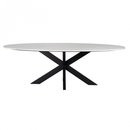 Masa dining alba ovala Zuka premium, 115x230 cm, blat marmura picioare metal, 7061 - Richmond Interiors [2]