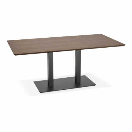 Mese de bucatarie - Masa dining/birou Hugo 150x70 cm MDF nuc stil industrial, picioare negre otel, DT00790WA - Kokoon
