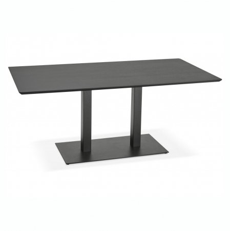 Mese de bucatarie - Masa dining/birou Hugo 180x90 cm MDF negru, stil industrial, picioare negre otel, DT00830BL - Kokoon