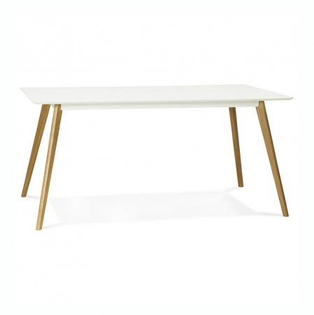 Mese de bucatarie - Masa dining Crush 160x90 cm stil scandinav MDF alb mat / picioare lemn stejar, DT00410WH - Kokoon