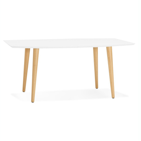 Masa dining extensibila alba Etenda 170-270x100 cm stil scandinav, MDF alb mat / picioare fag, DT00540WHNA - Kokoon [0]