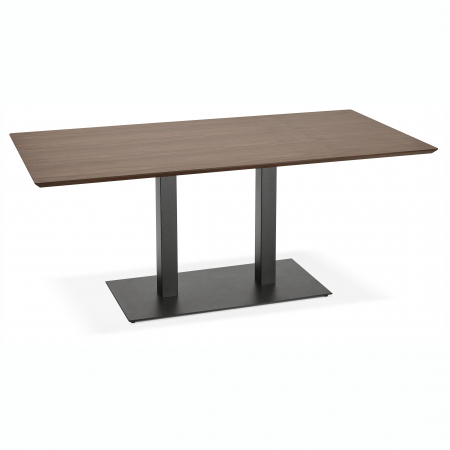 Mese de bucatarie - Masa dining Hugo 180x90 cm MDF nuc, stil industrial, picioare negre otel, DT00820WA - Kokoon