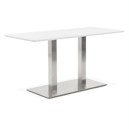 Mese de bucatarie - Masa dining/living alba Jock 150x70 cm MDF alb / picioare otel / talpa subtire, DT00870WH - Kokoon